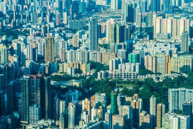 Hong kong konut insanlar şehirde deseni ile bina güzel mimari