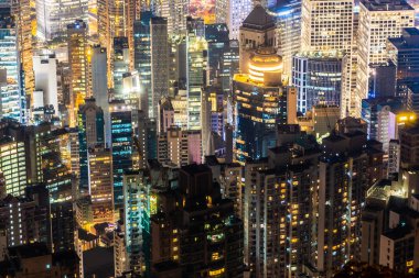 Alacakaranlık ve gece hong kong şehir manzarası dış cityscape bina güzel mimari