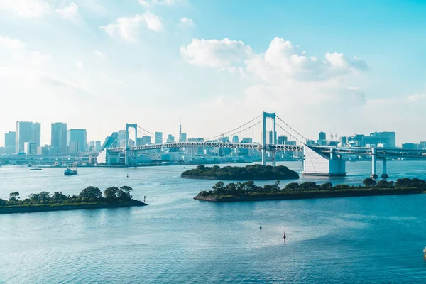 Belle Architecture Paysage Urbain Ville Tokyo Avec Pont Arc Ciel — Photo