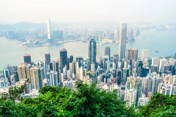 Beautiful Architecture Building Exterior Cityscape Hong Kong City Skyline Blue — Stock Photo, Image