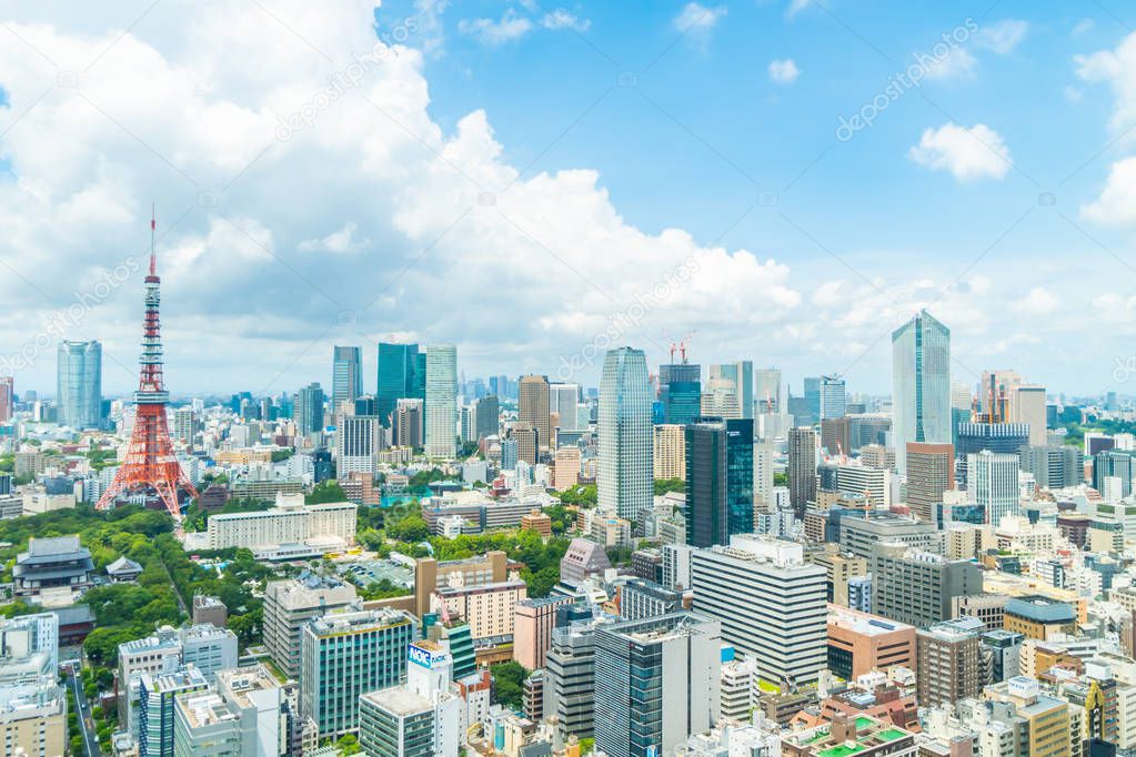 Beautiful architecture building in tokyo city skyline Japan