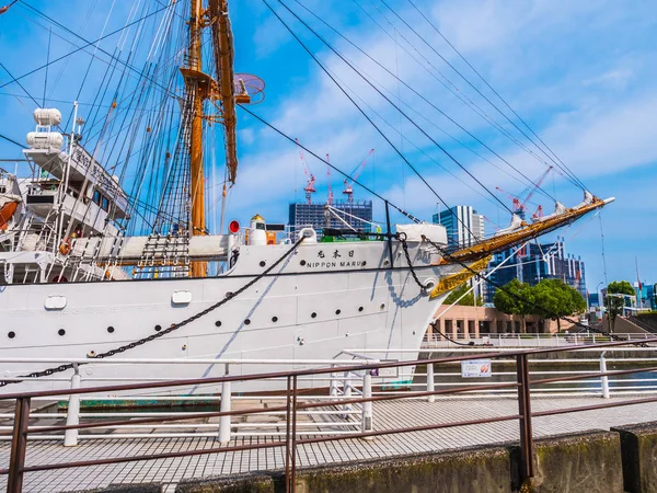 Yokohama Japan July 2018 Beautiful Nippon Maru Sailing Boat Blue — Stock Photo, Image