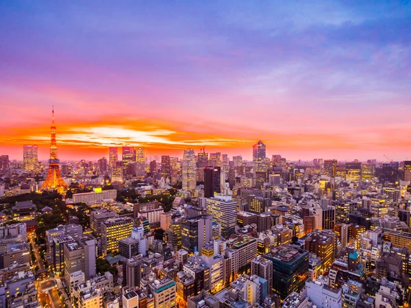 Vacker Arkitektur Och Tokyo Tower Vid Solnedgången Tid Staden Japan — Stockfoto