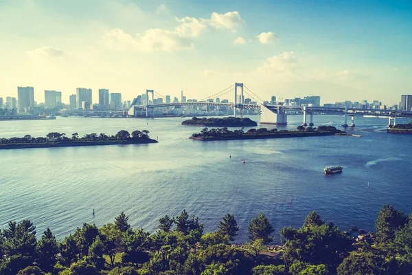 Bina Cityscape Ile Gökkuşağı Köprüsü Japonya Tokyo Şehrinin Güzel Mimari — Stok fotoğraf