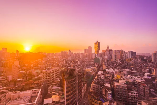 Bela Arquitetura Edifício Paisagem Urbana Cidade Macau Horizonte Nascer Sol — Fotografia de Stock