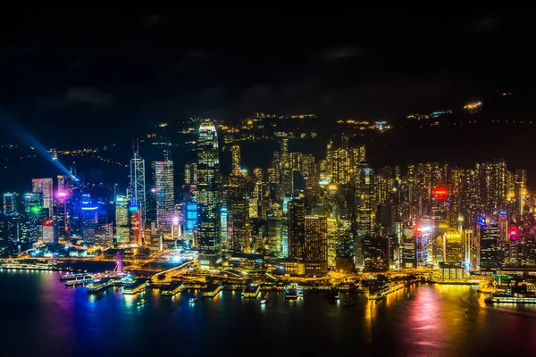 Beautiful Architecture Building Exterior Cityscape Hong Kong City Skyline Night — Stock Photo, Image