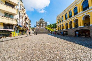 Çin, harabe mavi gökyüzü arka plan ile Makao şehrinin st pual kilise Simgesel Yapı ile bina Macau - 6 Eylül 2018 - güzel eski mimari