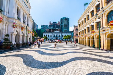 Çin, Macau macau şehir - 6 Eylül 2018 - güzel eski mimari yapı Arata kare çevresinde