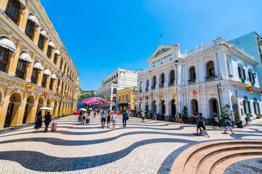 Çin, Macau macau şehir - 6 Eylül 2018 - güzel eski mimari yapı Arata kare çevresinde