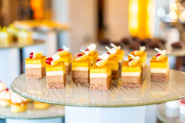 Sweet dessert bakery catering buffet in restaurant and coffee shop cafe
