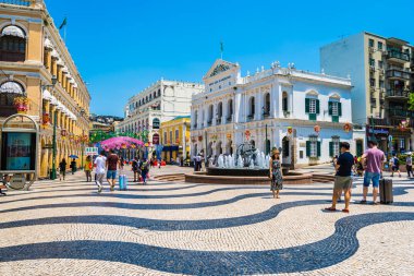 Çin, Macau macau şehir - 6 Eylül 2018 - güzel eski mimari yapı Arata kare çevresinde