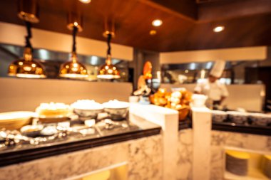 Soyut bulanıklık ve ufuk kahvaltı büfesi otel restoran ve kafe Cafe iç arka planı için