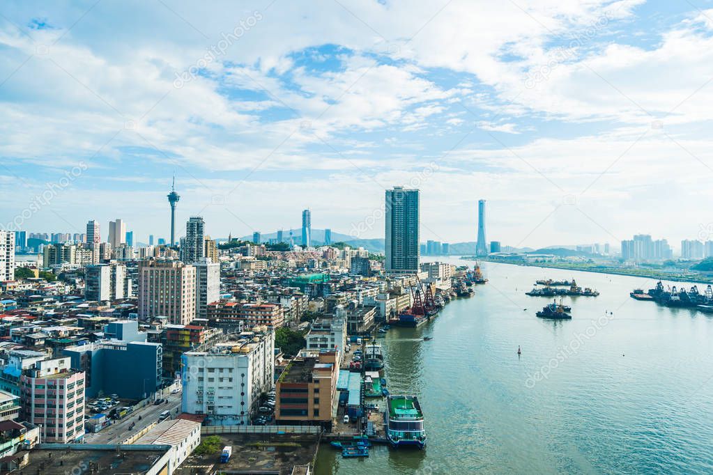 Beautiful architecture building cityscape of macau city skyline