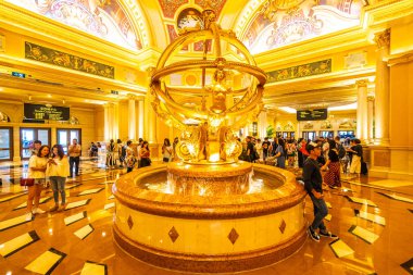 Çin, Makao - 10 Eylül 2018 - güzel lüks otel resort ve macau şehir Venedik Simgesel Yapı casino oyunu