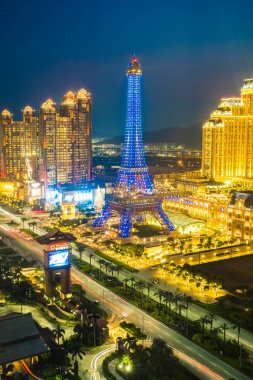 Çin, Makao - 10 Eylül 2018 - güzel eiffel tower landmark Paris oteli ve macau City resort