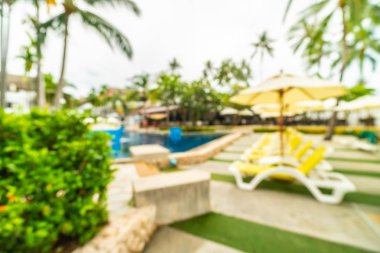 Seyahat ve tatil için güzel otel resort ve yüzme havuzu arka plan bulanıklık