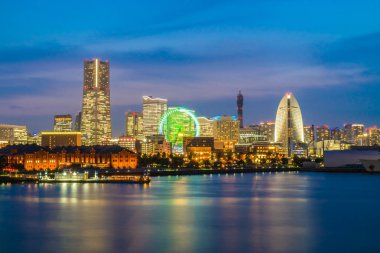 Güzel dış yapı ve Mimarlık Yokohama şehir manzarası Japonya geceleri