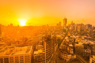 Bina Cityscape macau şehir manzarası güneş doğarken güzel mimari