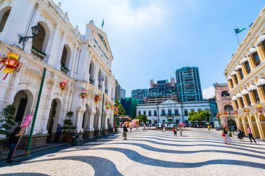 Çin, Macau macau şehir - 6 Eylül 2018 - güzel eski mimari yapı Arata kare çevresinde