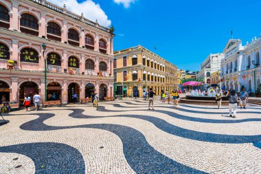 Çin, Macau macau şehir - 6 Eylül 2018 - güzel eski mimari yapı Arata kare çevresinde