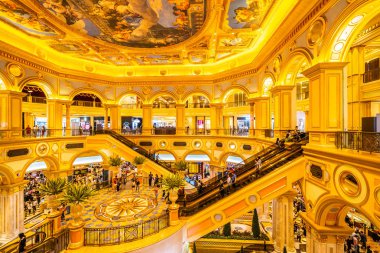 Çin, Makao - 8 Eylül 2018 - güzel lüks Venedik otel resort ve macau City Alışveriş Merkezi ile casio