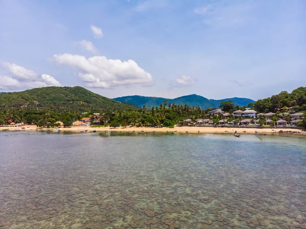 Aerial View Beautiful Tropical Beach Sea Trees Island Travel Vacation — Stock Photo, Image