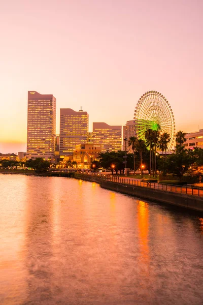 Bellissimo Edificio Architettura Dello Skyline Della Città Yokohama Crepuscolo Giappone — Foto Stock