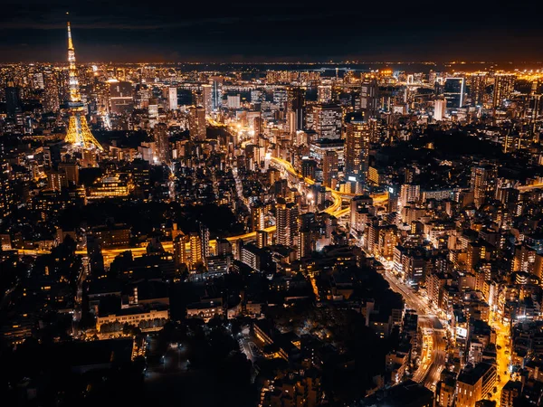 Tokyo Şehrinde Geceleri Mimarisi Binası Olan Güzel Bir Şehir — Stok fotoğraf