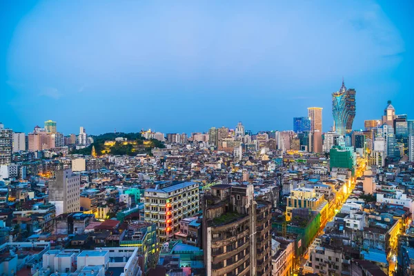 Bina Cityscape Macau Şehir Manzarası Geceleri Güzel Mimari — Stok fotoğraf