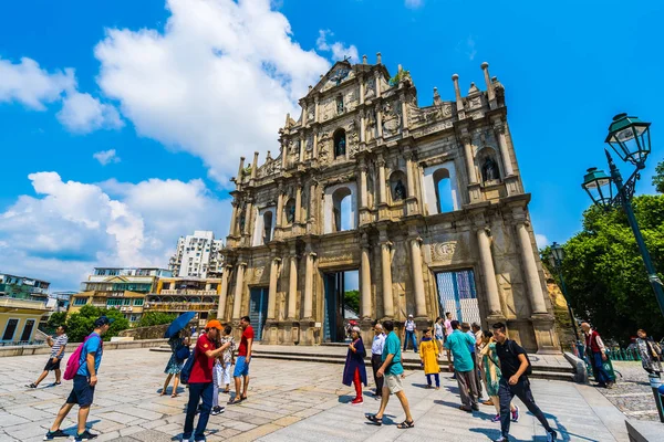 Kina Macau September 2018 Vacker Gammal Arkitektur Byggnad Med Ruin — Stockfoto