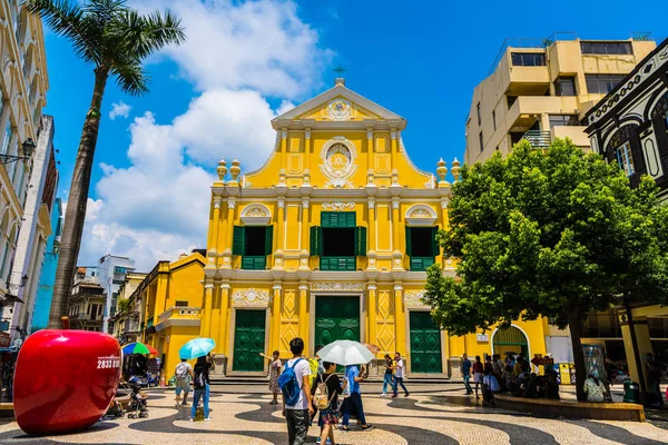 Cina Macao Settembre 2018 Bellissimo Vecchio Edificio Architettura Con Chiesa — Foto Stock