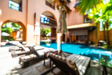 Seyahat ve tatil için güzel otel resort ve yüzme havuzu arka plan bulanıklık