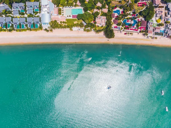 Vista Aérea Bela Praia Tropical Mar Com Árvores Ilha Para — Fotografia de Stock