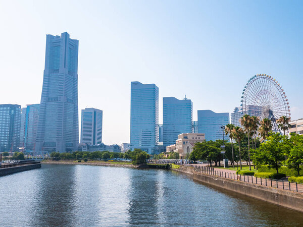 Beautiful Building architecture of Yokohama skyline city in japan