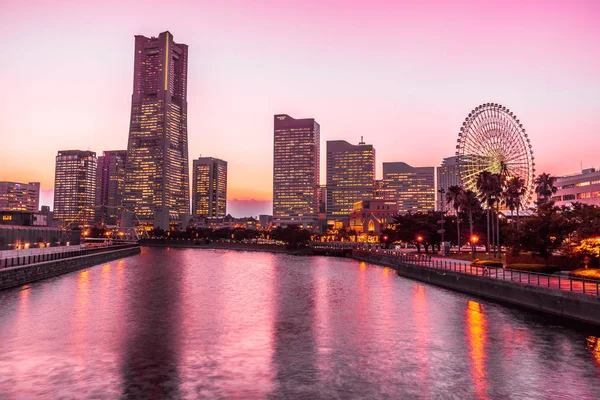 Vacker Arkitektur Byggnad Yokohama City Skyline Twilight Japan — Stockfoto