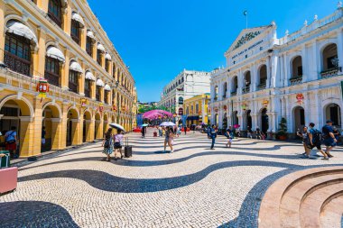 Çin, Macau macau şehir - 6 Eylül 2018 - güzel eski mimari yapı Arata kare çevresinde