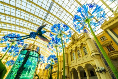 Çin, Makao - 9 Eylül 2018 - güzel lüks iç mgm hotel resort ve macau şehir casino