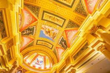 Çin, Makao - 10 Eylül 2018 - güzel lüks otel resort ve macau şehir Venedik Simgesel Yapı casino oyunu