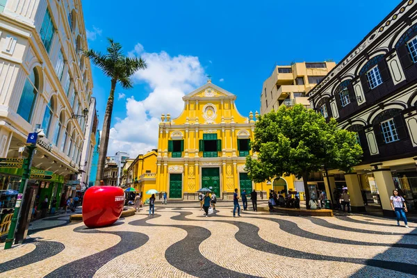 Cina Macao Settembre 2018 Bellissimo Vecchio Edificio Architettura Con Chiesa — Foto Stock