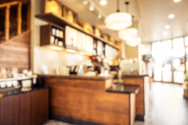 Soyut bulanıklık ve ufuk restoran ve kafe iç arka plan - Vintage filtre için