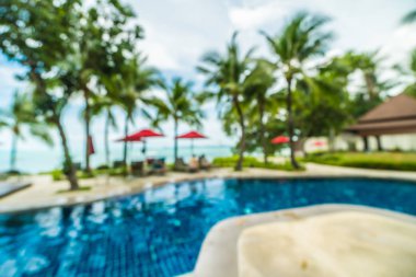 Soyut bulanıklık ve yüzme havuzu seyahat ve tatil için otel ve tatil arka planda defocused