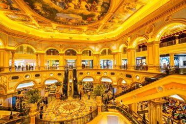 Çin, Makao - 8 Eylül 2018 - güzel lüks Venedik otel resort ve macau City Alışveriş Merkezi ile casio