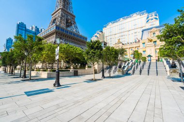Çin, Makao - 10 Eylül 2018 - güzel eiffel tower landmark Paris oteli ve macau City resort