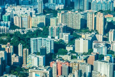 Hong kong konut insanlar şehirde deseni ile bina güzel mimari