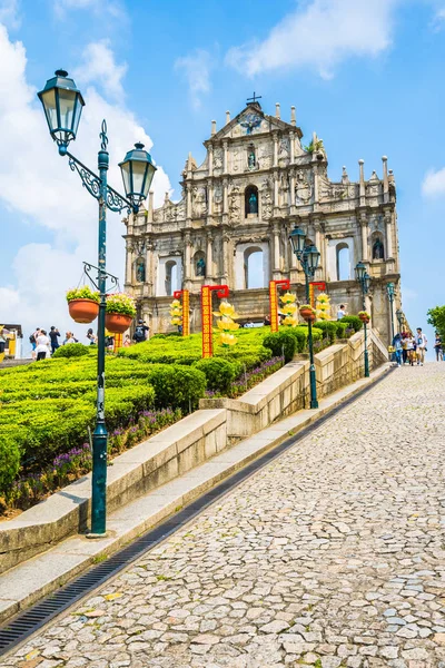 Kina Macau September 2018 Vacker Gammal Arkitektur Byggnad Med Ruin — Stockfoto