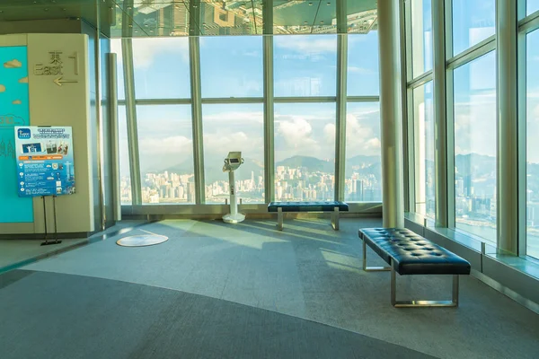 Cubierta Observación Sky100 Con Hermosa Vista Horizonte Ciudad Hong Kong —  Fotos de Stock