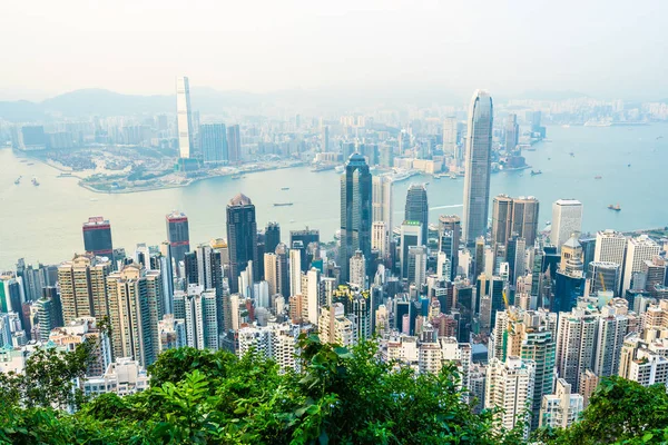 Beautiful Architecture Building Exterior Cityscape Hong Kong City Skyline Blue — Stock Photo, Image