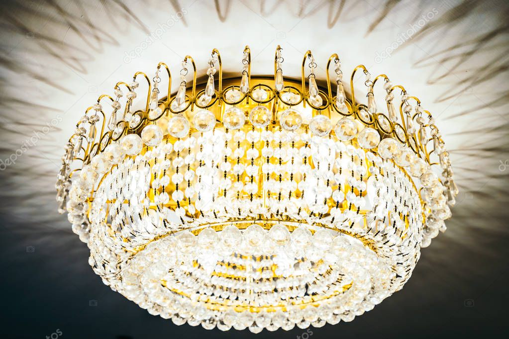 Beautiful luxury crystal chandelier decoration interior of room