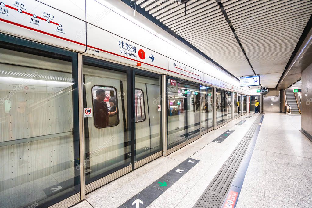 Hong kong, China - September 14, 2018 : Mtr subway station is the in hong kong city