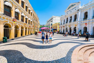 Çin, Macau macau şehir - 6 Eylül 2018 - güzel eski mimari yapı Arata kare çevresinde